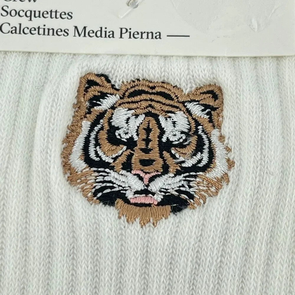 ALDO “Not Your Basic Wild” Leopard & Tiger Crew Socks 2-Pair NWT, Animal Print